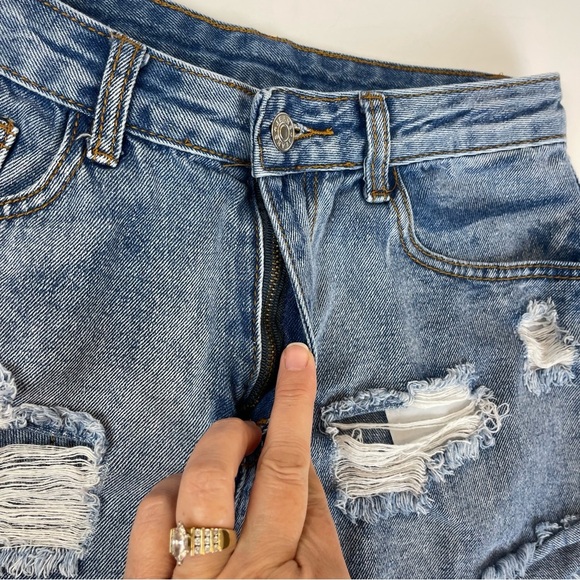 High Rise Cut Off Ripped Jean Shorts - Picture 8 of 15